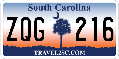 SC license plate ZQG216