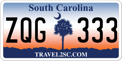 SC license plate ZQG333