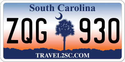 SC license plate ZQG930