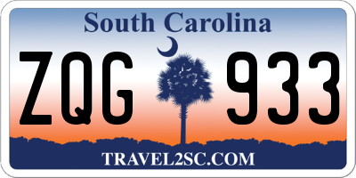 SC license plate ZQG933
