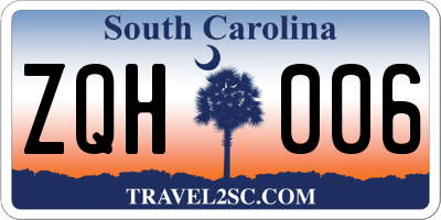 SC license plate ZQH006