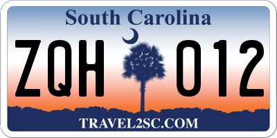 SC license plate ZQH012