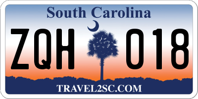 SC license plate ZQH018