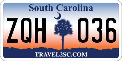 SC license plate ZQH036