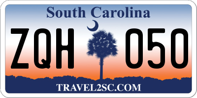 SC license plate ZQH050