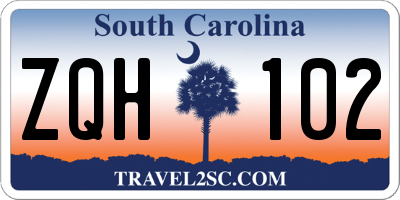 SC license plate ZQH102