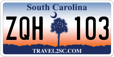 SC license plate ZQH103