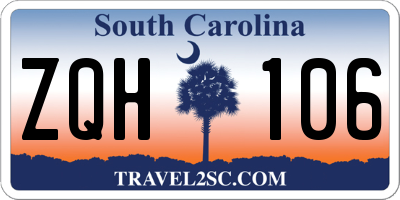 SC license plate ZQH106