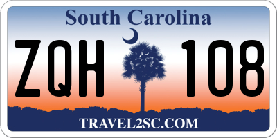SC license plate ZQH108