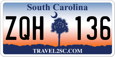 SC license plate ZQH136