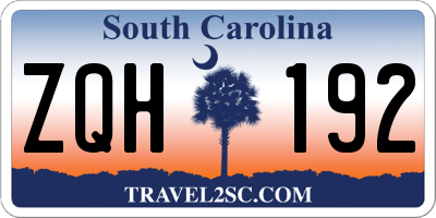 SC license plate ZQH192