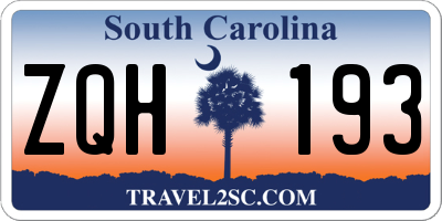 SC license plate ZQH193