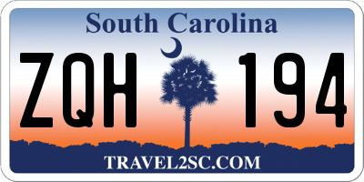 SC license plate ZQH194