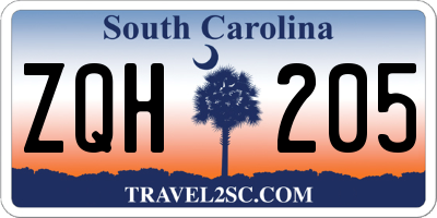SC license plate ZQH205