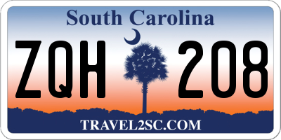 SC license plate ZQH208