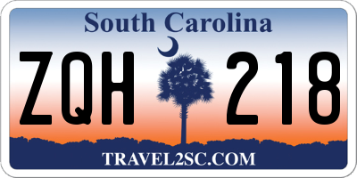 SC license plate ZQH218