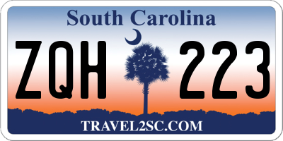 SC license plate ZQH223