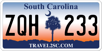 SC license plate ZQH233