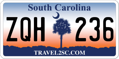 SC license plate ZQH236