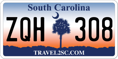 SC license plate ZQH308