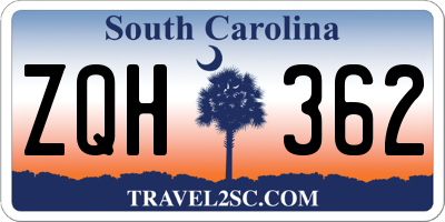 SC license plate ZQH362