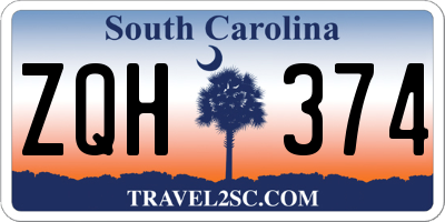 SC license plate ZQH374
