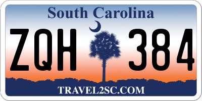SC license plate ZQH384