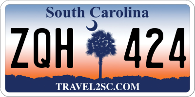 SC license plate ZQH424