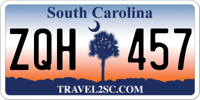 SC license plate ZQH457