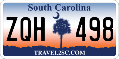 SC license plate ZQH498