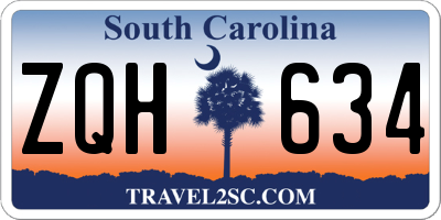 SC license plate ZQH634