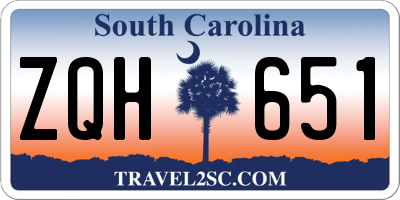 SC license plate ZQH651
