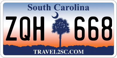 SC license plate ZQH668