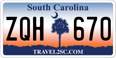 SC license plate ZQH670