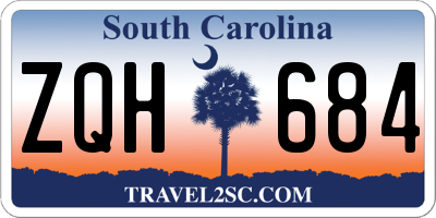 SC license plate ZQH684