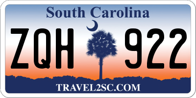 SC license plate ZQH922
