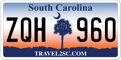 SC license plate ZQH960