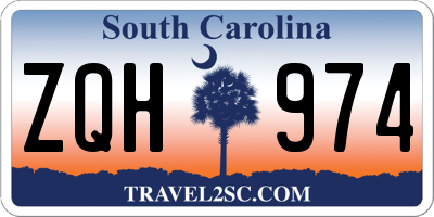 SC license plate ZQH974