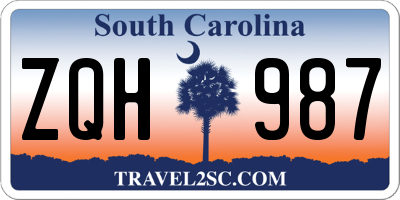 SC license plate ZQH987