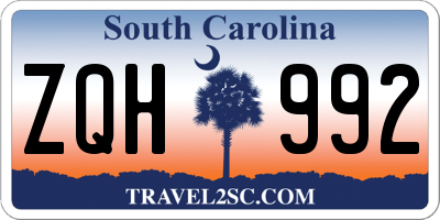 SC license plate ZQH992
