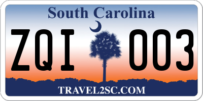 SC license plate ZQI003