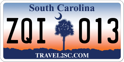 SC license plate ZQI013
