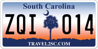 SC license plate ZQI014
