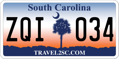 SC license plate ZQI034