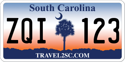 SC license plate ZQI123