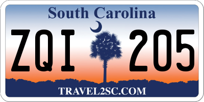 SC license plate ZQI205