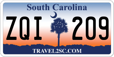 SC license plate ZQI209