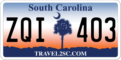 SC license plate ZQI403