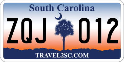 SC license plate ZQJ012