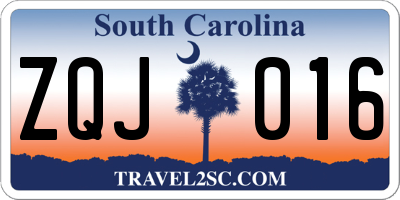 SC license plate ZQJ016
